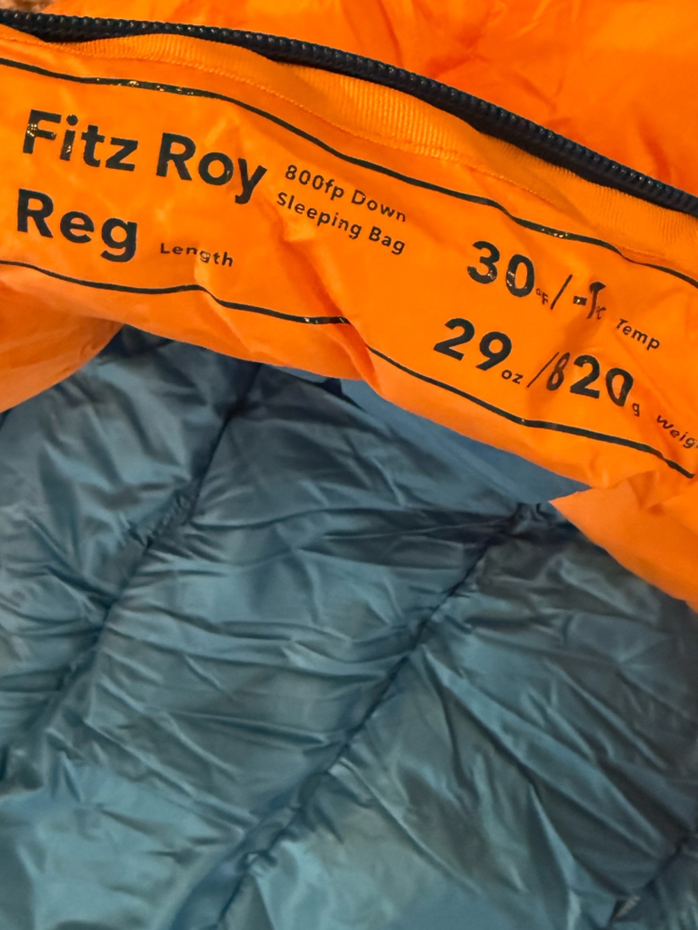 Patagonia Fitz Roy 30°F Sleeping Bag 800 Fill Down Regular Mango Ultralight NWT - Picture 12 of 15